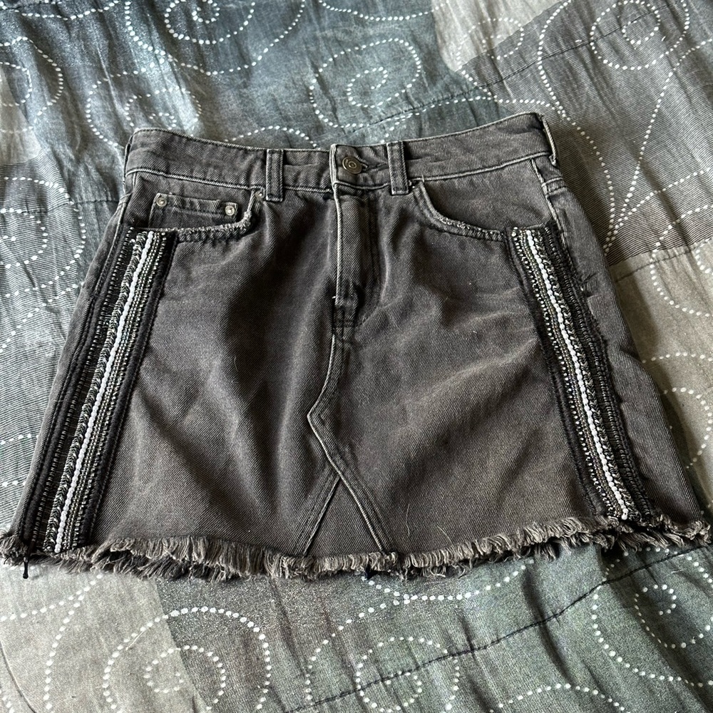 💥 FP💥 BLACK DENIM AND RHINESTONE SKIRT SZ 25
